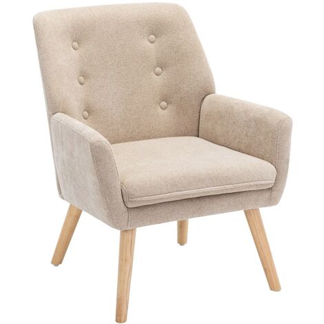 Fauteuil en tissu beige SERINO
