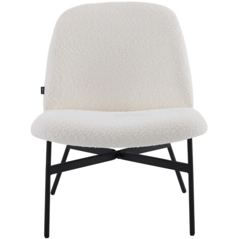 Fauteuil en tissu bouclé beige - Petra