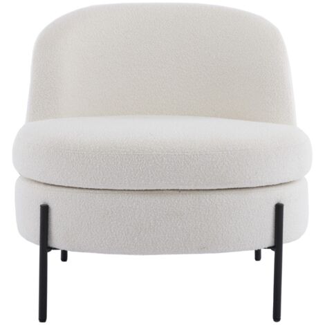 Fauteuil en tissu bouclé beige - Vianney
