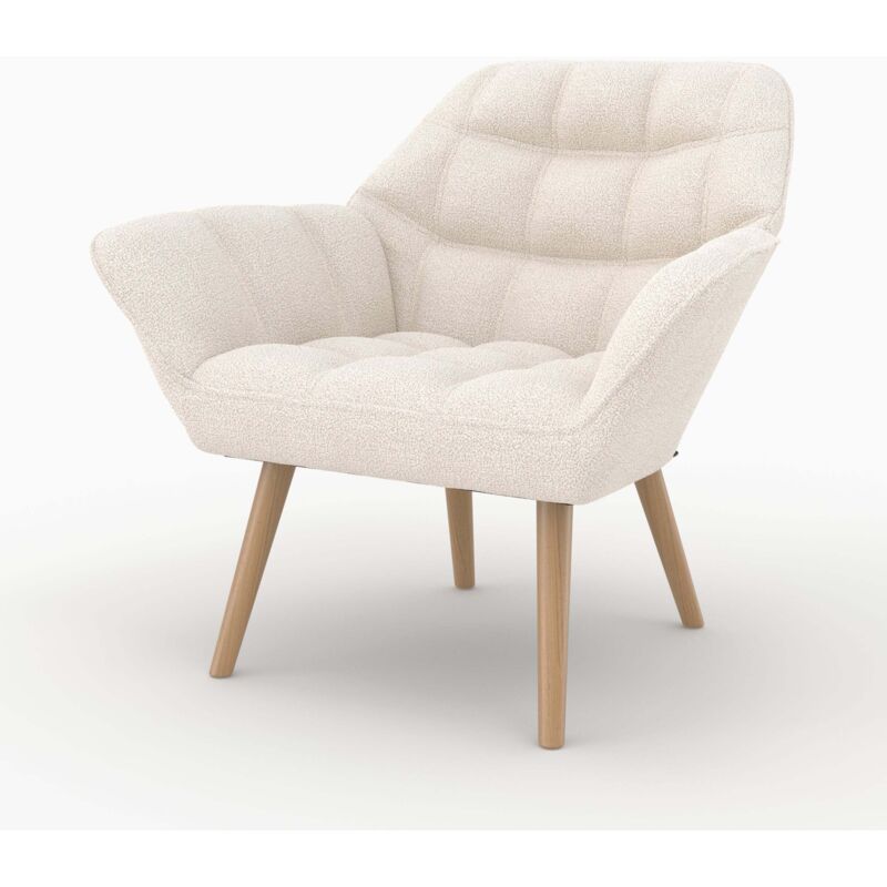 Rendez-vous Déco - Fauteuil en tissu bouclé blanc - simba Rendez-vous Déco - Fauteuil en tissu bouclé blanc - simba