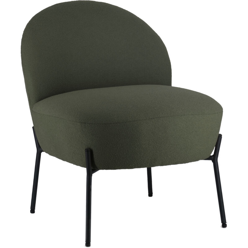 Happy Garden - Fauteuil en tissu boucle vert kaki helmi