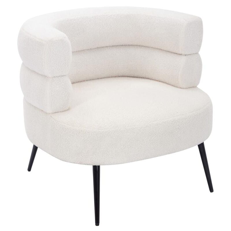 Vente-unique - Fauteuil en tissu bouclette blanc camedo