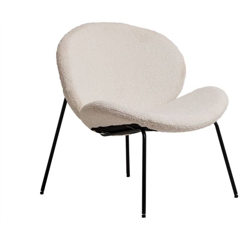 Made In Meubles - Fauteuil en tissu bouclette blanc Kanoa