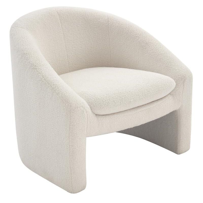 Vente-unique - Fauteuil en tissu bouclette blanc ossana