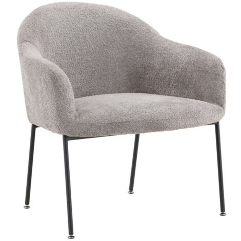 Fauteuil en Tissu Bouclette "Catania" 88cm Gris Clair