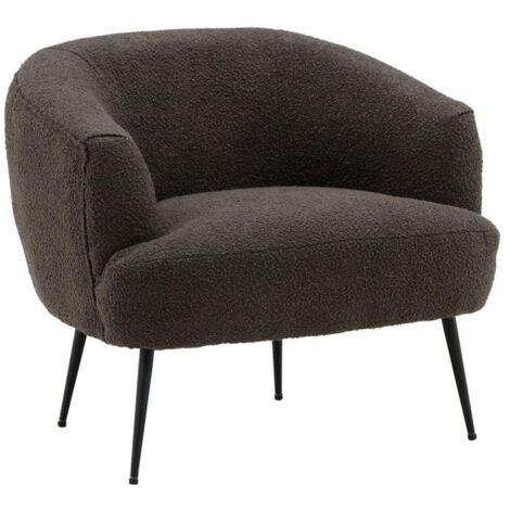 Fauteuil en Tissu Bouclette "Derry" 79cm Gris Foncé