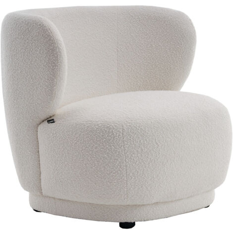 Fauteuil en tissu bouclette écru - Ester