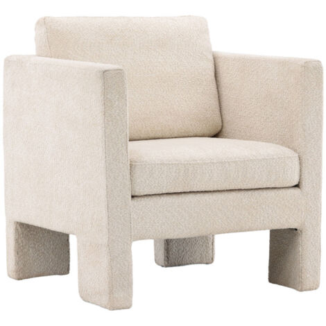 Fauteuil en Tissu bouclette et Médium (MDF) - Écru - RAGUSA