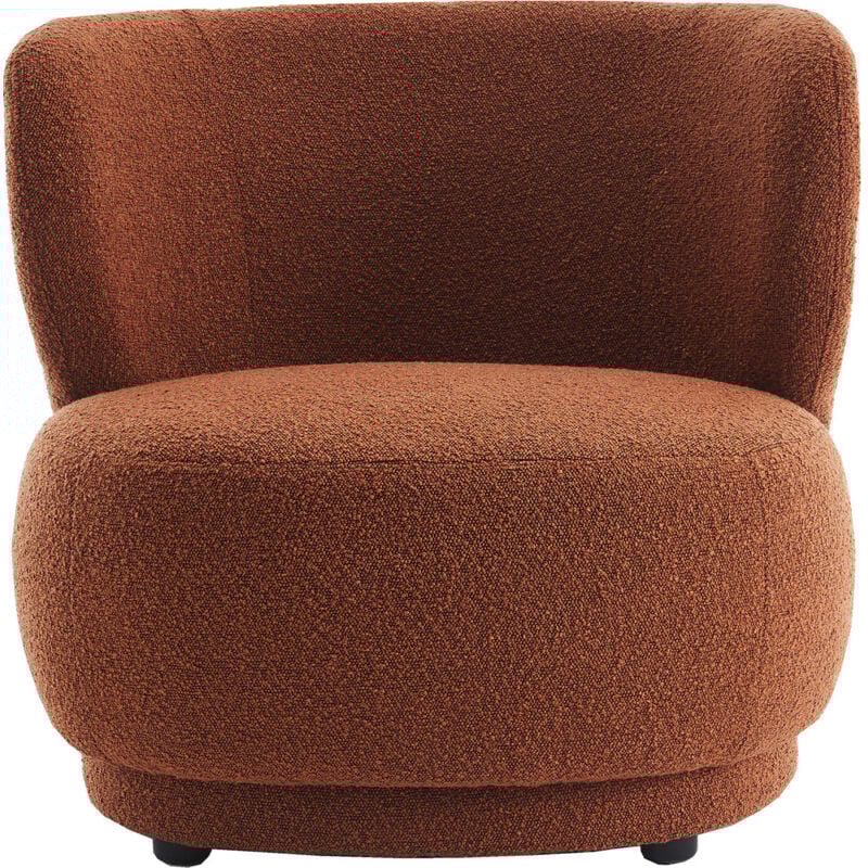 Homifab - Fauteuil en tissu bouclette rouille - Ester