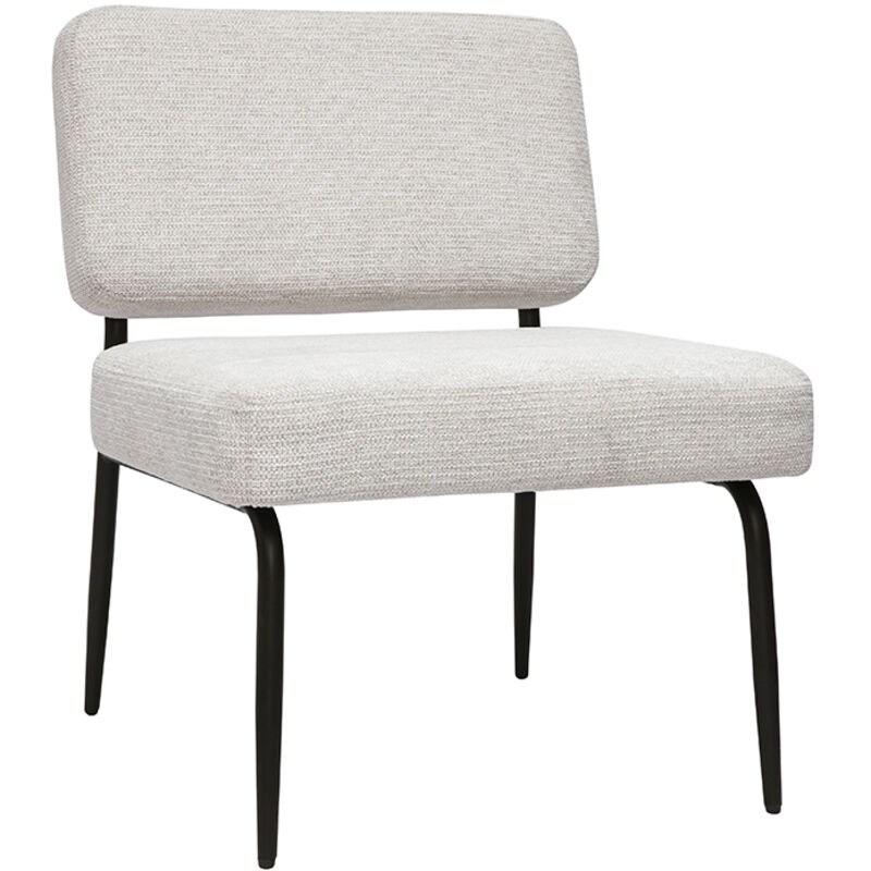Fauteuil en tissu chenille beige et métal noir VEDANA Fauteuil en tissu chenille beige et métal noir VEDANA