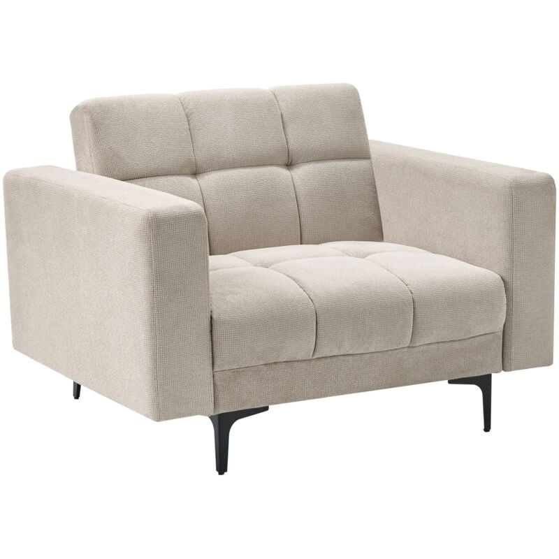 Beliani - Fauteuil en Tissu Dossier Inclinable 3 Positions Capitonné Beige Alnes