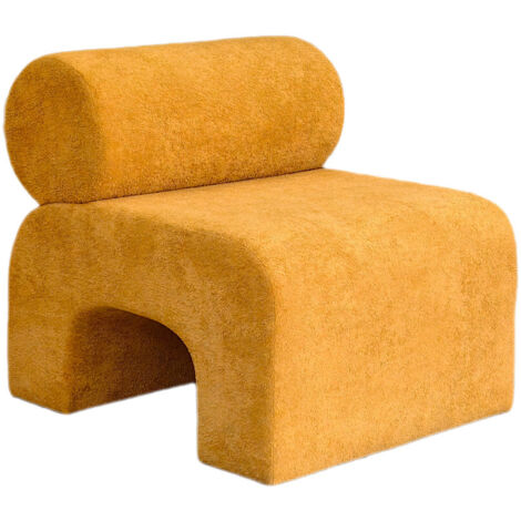 Fauteuil en tissu doux - Jaune moutarde - Mour