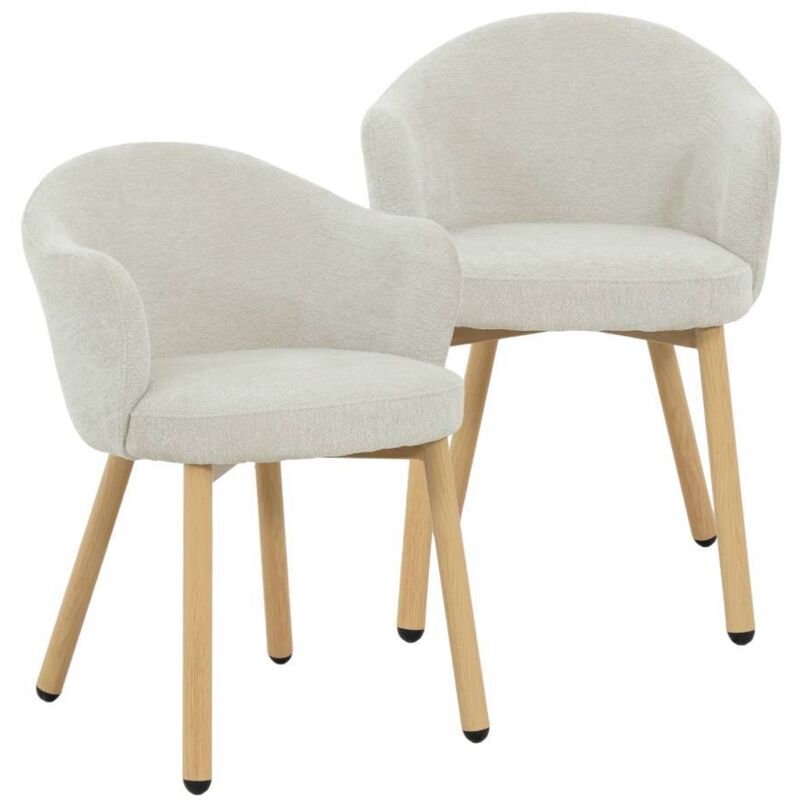 Chaise en tissu écru et pieds en métal effet bois Mayi (lot de 2) Chaise en tissu écru et pieds en métal effet bois Mayi (lot de 2)