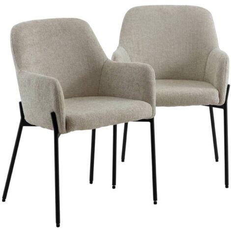 Fauteuil en tissu écru Kanoa (lot de 2)