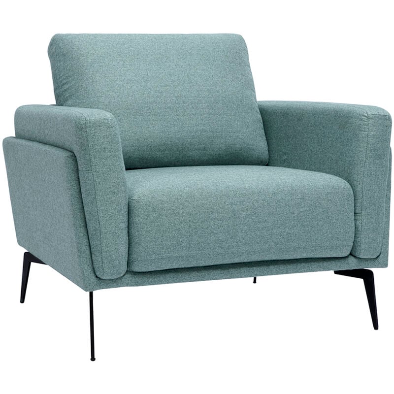 Miliboo - Fauteuil design en tissu vert de gris et métal noir mosco