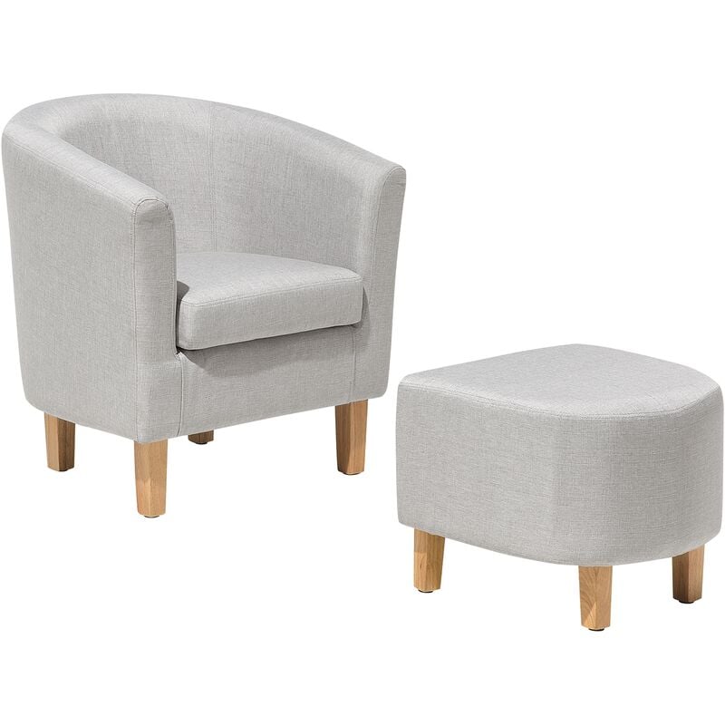 Fauteuil Club Type Cabriolet en Tissu Gris de Qualité avec Repose-pied Assorti pour Chambre ou Salon au Design Moderne et Scandinave Beliani