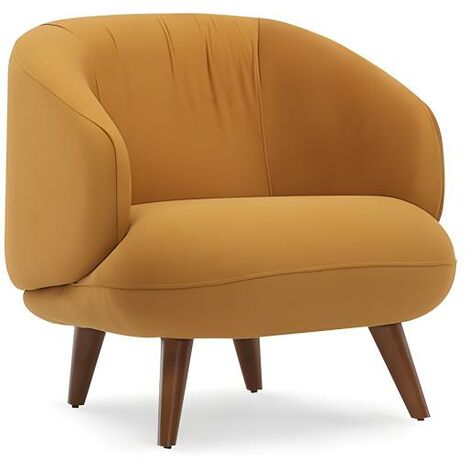 Fauteuil en tissu jaune moutarde JANINA - Jaune moutarde