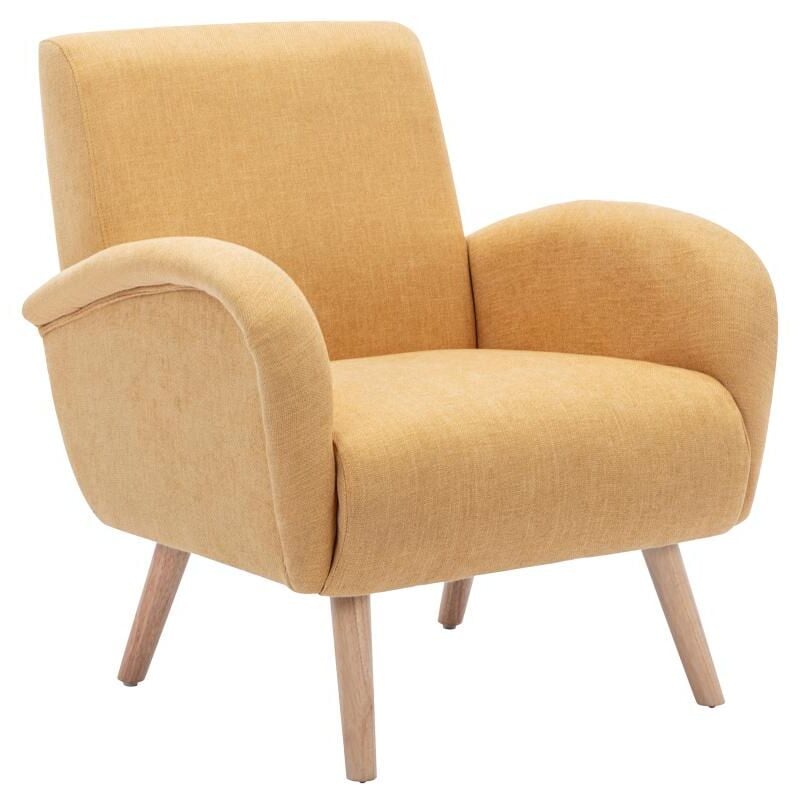 Vente-unique - Fauteuil en tissu jaune moutarde mazarone