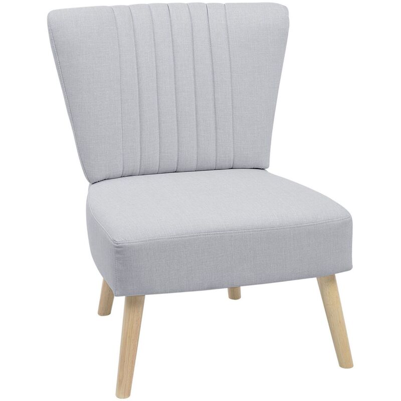 Fauteuil Scandinave en Tissu Gris avec Pieds en Bois et Rembourrage Épais pour Salon au Style Nordique et Moderne Beliani