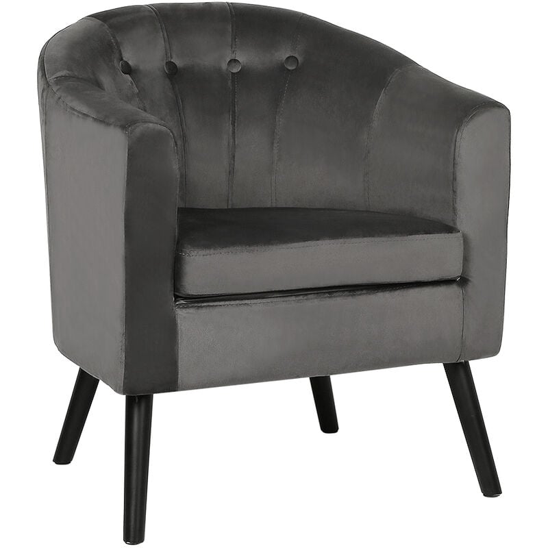 Oobest - Fauteuil en Velours avec Pieds en Bois Gris