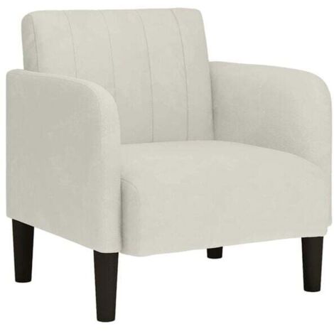 Fauteuil en velours beige avec accoudoirs, 54 cm