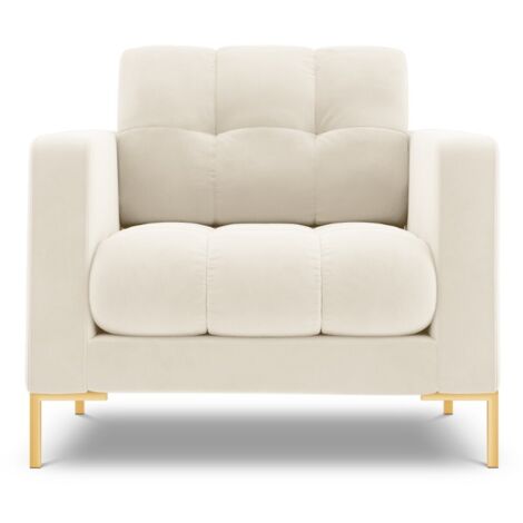 Fauteuil en velours beige clair