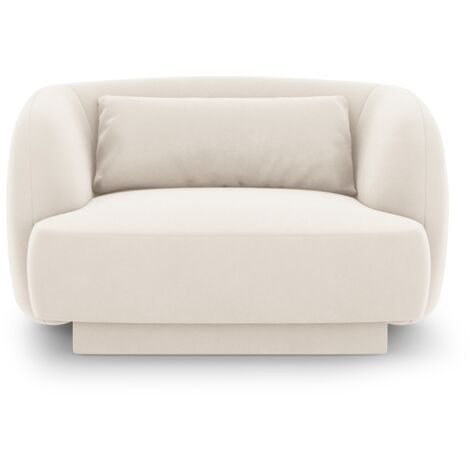 Fauteuil en velours beige clair