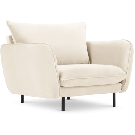 Fauteuil en velours beige clair