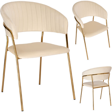 Fauteuil en velours beige COLIN GOLD