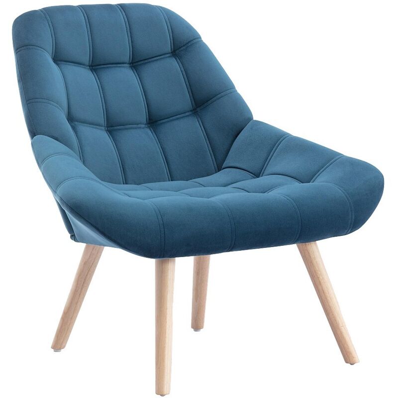 Vente-unique - Fauteuil en velours bleu canard luosto