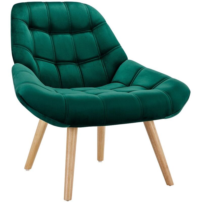 Vente-unique - Fauteuil en velours vert luosto