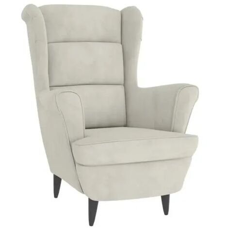 Fauteuil en velours blanc cassé