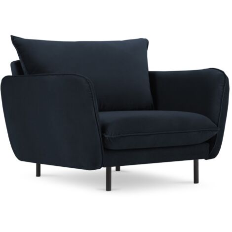 Fauteuil en velours bleu foncé