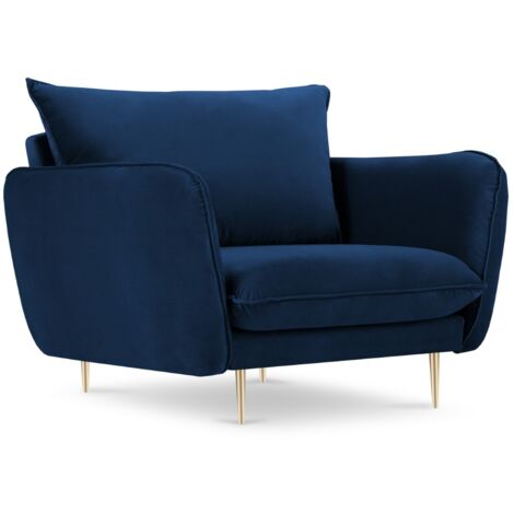 Fauteuil en velours bleu roi