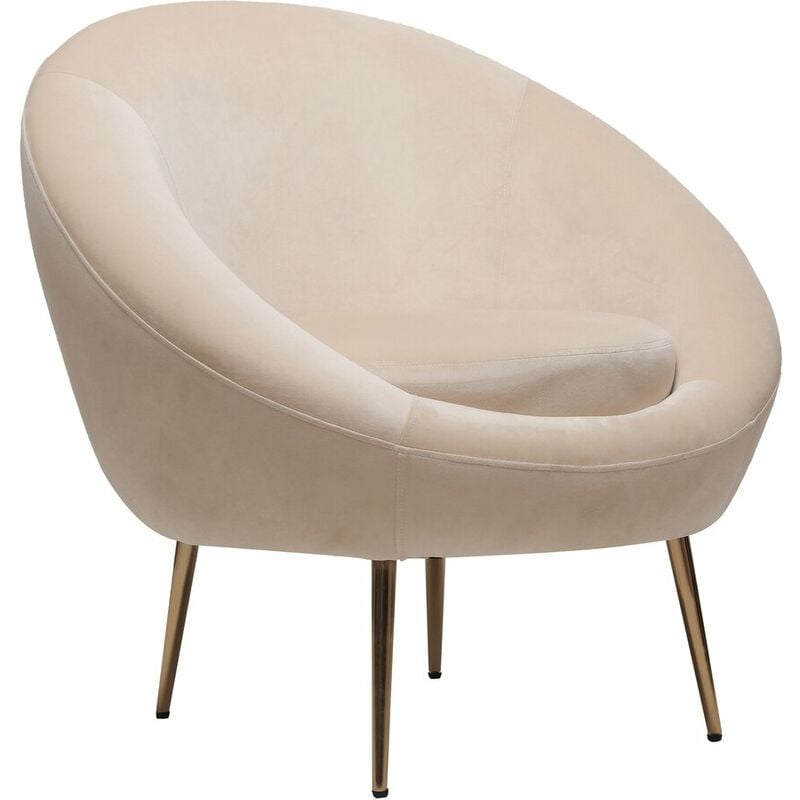 Habitat Et Jardin - Fauteuil en velours 'Cocon' - 77 x 74 x 77.5 cm - Beige