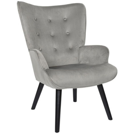 Fauteuil en Velours Côtelé "Giulia" 96cm Gris