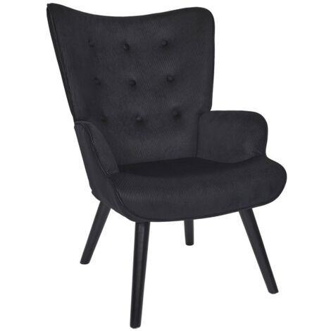 Fauteuil en Velours Côtelé "Giulia" 96cm Noir