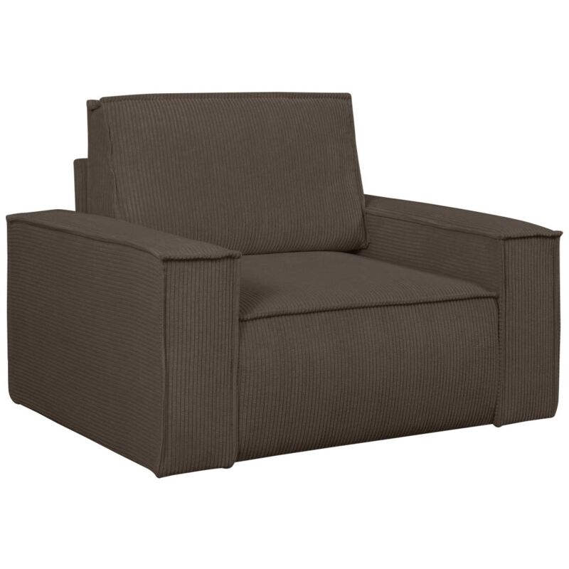 Fauteuil en velours côtelé marron AMELIA