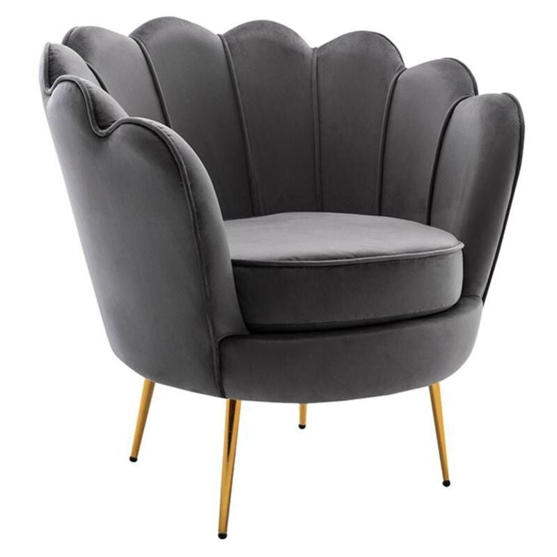 Pascal Morabito - Fauteuil coquillage en velours anthracite dandelion de