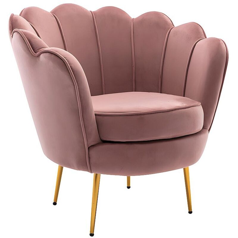 Pascal Morabito - Fauteuil coquillage en velours rose dandelion de