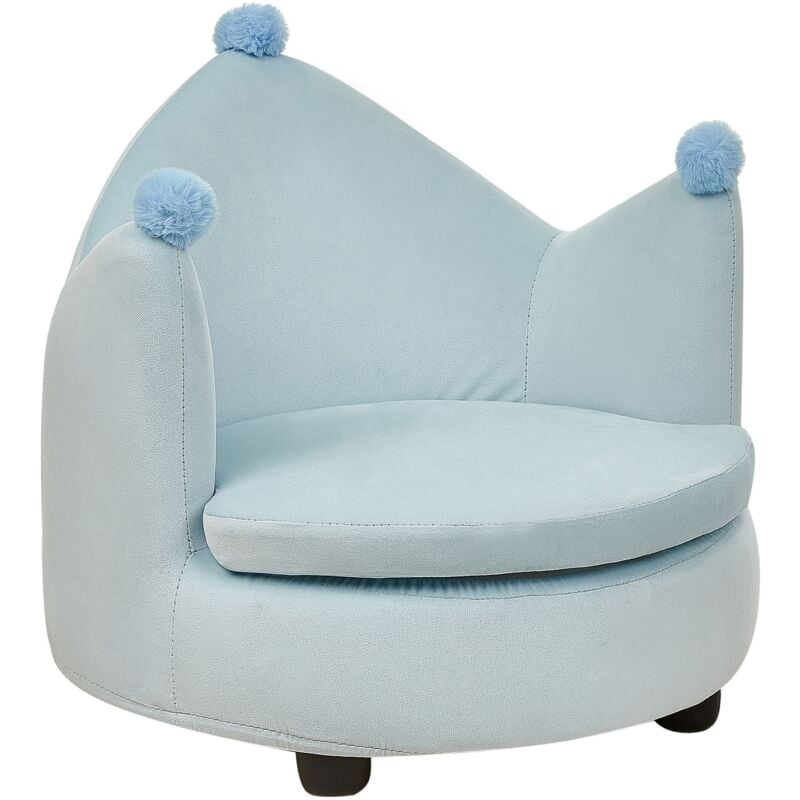 Beliani - Fauteuil en Velours en Forme de Couronne avec Accoudoirs Meubles Chambre Enfant Bleu Clair Vega