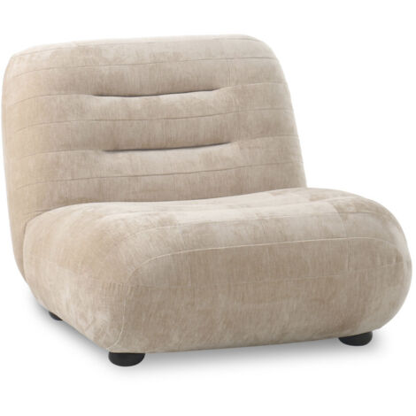 Fauteuil en velours et bois - Beige - Wyatt