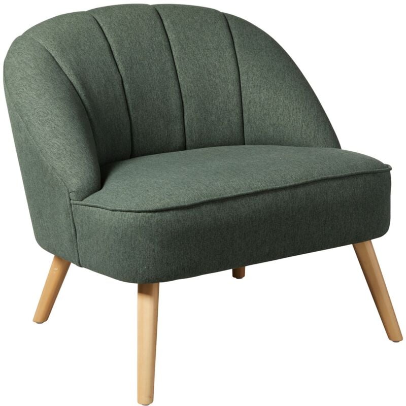 Atmosphera - Fauteuil en velours et pieds en bois naova