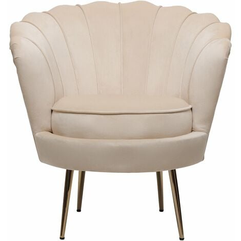 HABITAT ET JARDIN Fauteuil en velours "Floria" - 70 x 73 x 76 cm - Beige