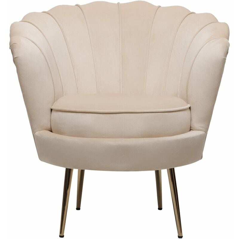 Habitat Et Jardin - Fauteuil en velours 'Floria' - 70 x 73 x 76 cm - Beige