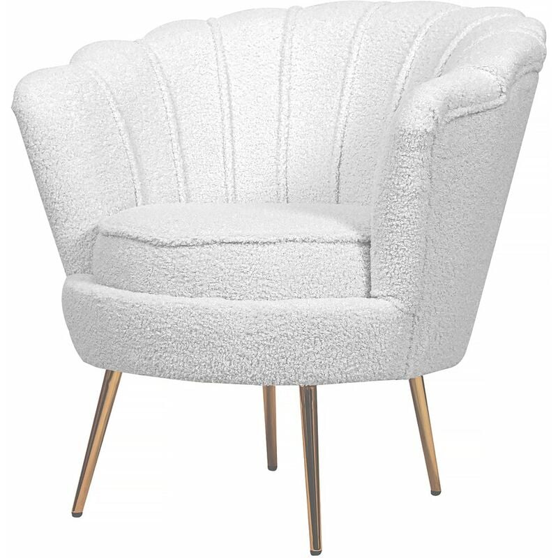 Habitat Et Jardin - Fauteuil bouclette 'Floria' - 75 x 68 x 77,5 cm - Blanc
