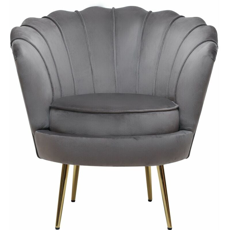 Habitat Et Jardin - Fauteuil en velours 'Floria' - 75 x 68 x 77.5 cm - Gris