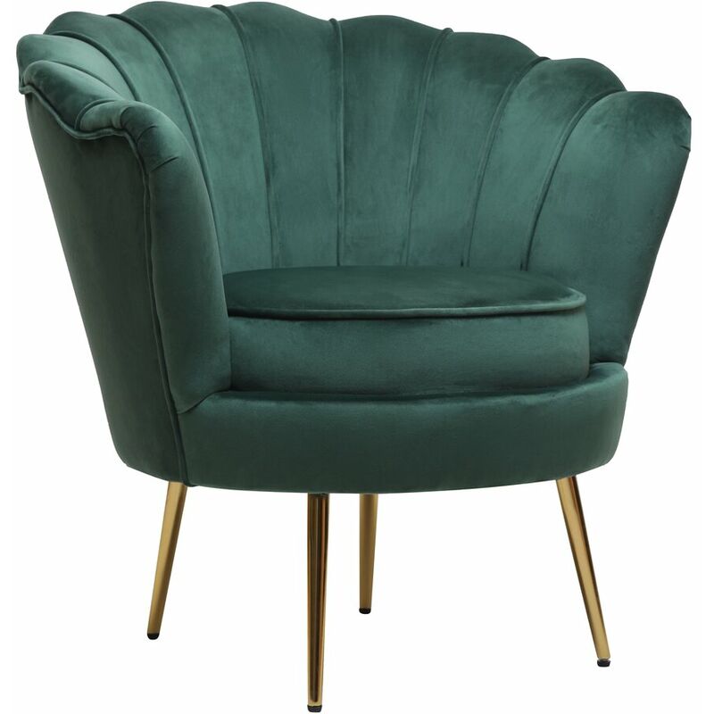 Habitat Et Jardin - Fauteuil en velours 'Floria' - 75 x 68 x 77.5cm - Vert
