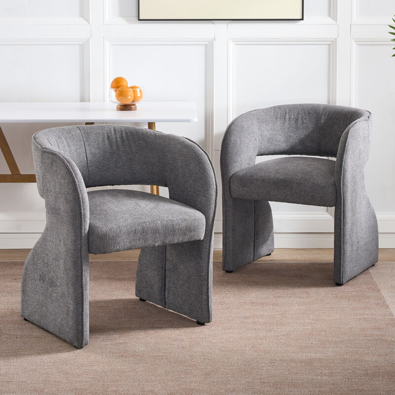 Lot de 2 fauteuils gris, fauteuil rembourré en tissu, 59 x 61 x 75 cm, capacité de charge 150 kg