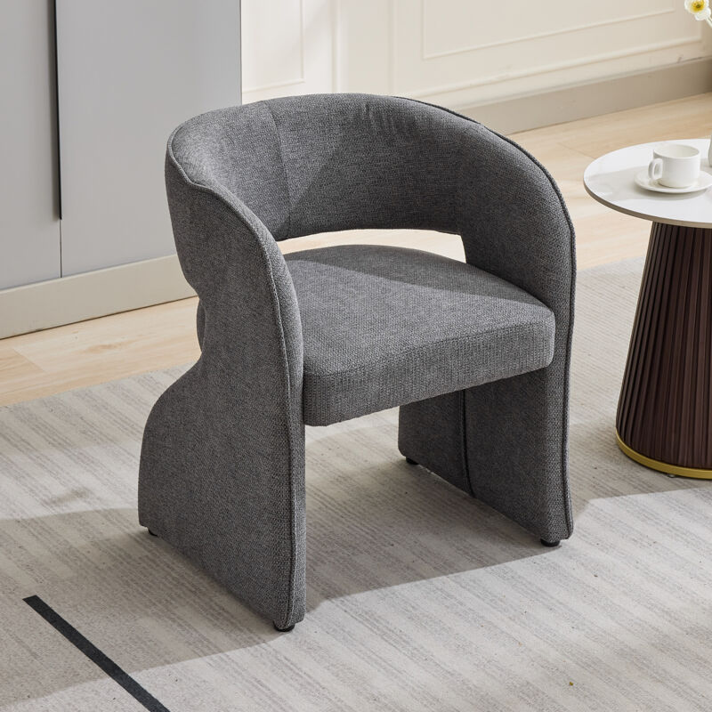 Fauteuil gris, fauteuil rembourré en tissu, 59 x 61 x 75 cm, capacité de charge 150 kg
